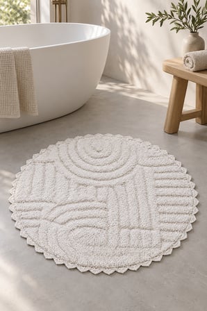 Alanur Bodrum Tufting Cotton Pamuklu El Işi Örgülü 90 x 90 cm Paspas 113