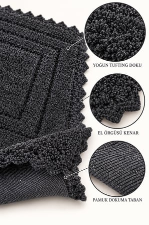 Alanur Bodrum Tufting Cotton Pamuklu El Işi Örgülü 2 li Paspas 110