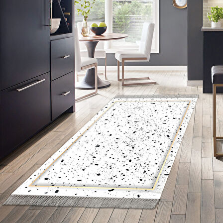 Dekoreko Kaymaz Taban Djt Mutfak Halısı Star Pamuk Saçaklı Modern M12366