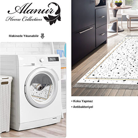 Dekoreko Kaymaz Taban Djt Mutfak Halısı Star Pamuk Saçaklı Modern M12366