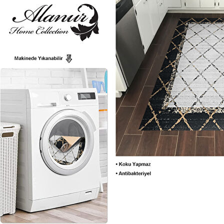 Dekoreko Kaymaz Taban Djt Mutfak Halısı Yıldız Deri Modern M5129