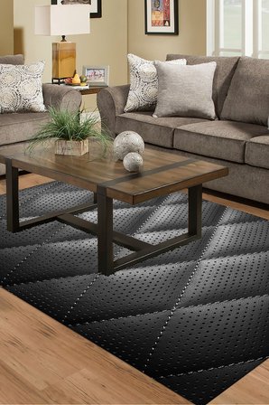 Kaymaz Dijital Mutfak & Salon Halı Star Pamuk Geometrik E5013