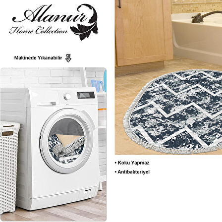 Dekoreko Kaymaz Taban Djt Banyo Halısı Yıldız Deri Saçaklı Oval İskandinav F5128