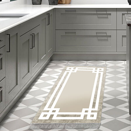 Dekoreko Kaymaz Taban Djt Mutfak Halısı Yıldız Deri Saçaklı Modern 657M