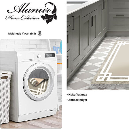 Dekoreko Kaymaz Taban Djt Mutfak Halısı Yıldız Deri Saçaklı Modern 657M