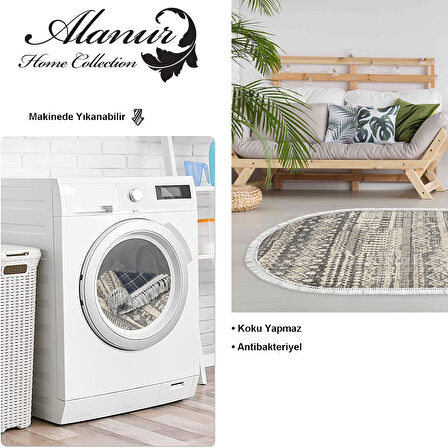 Dekoreko Kaymaz Taban Djt Salon Halısı Star Pamuk Saçaklı Oval İskandinav F5080