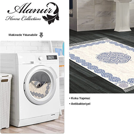 Dekoreko Kaymaz Taban Djt Banyo Halısı Star Pamuk Saçaklı Modern 1319