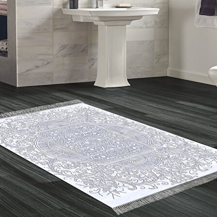 Dekoreko Kaymaz Taban Djt Banyo Halısı Yıldız Deri Saçaklı Modern 1488