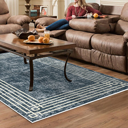 Dekoreko Kaymaz Taban Djt Salon Halısı Yıldız Deri Modern M5142