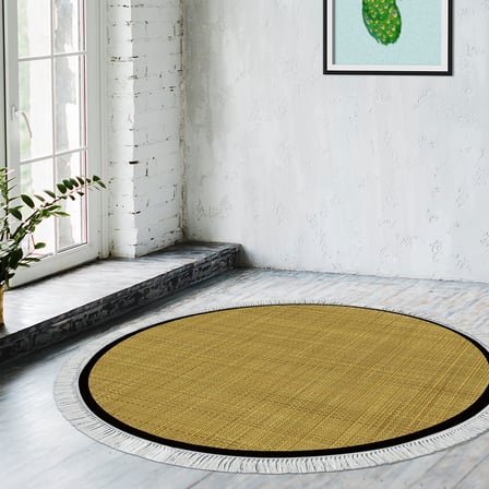 Alanur Home Kaymaz Taban Djt Banyo Mutfak Salon Halı Star Pamuk Saçaklı Yuvarlak Dokuma Desen E5007