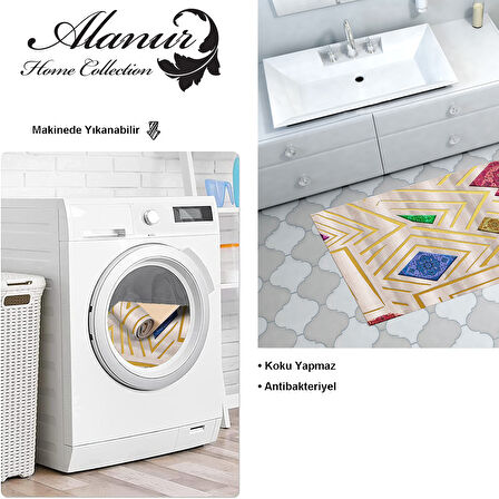 Dekoreko Kaymaz Taban Djt Banyo Halısı Yıldız Deri Modern P1337