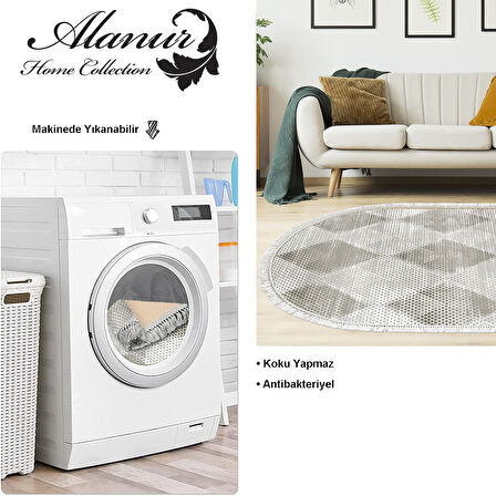 Dekoreko Kaymaz Taban Djt Salon Halısı Yıldız Deri Saçaklı Oval İskandinav F5131