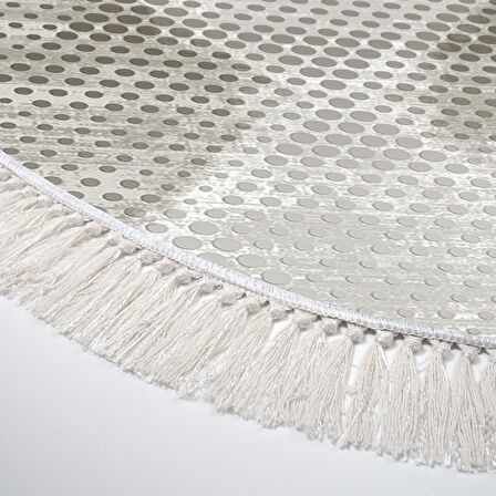 Dekoreko Kaymaz Taban Djt Salon Halısı Yıldız Deri Saçaklı Oval İskandinav F5131