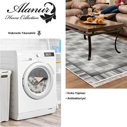 Dekoreko Kaymaz Taban Djt Salon Halısı Yıldız Deri Saçaklı Modern 1913