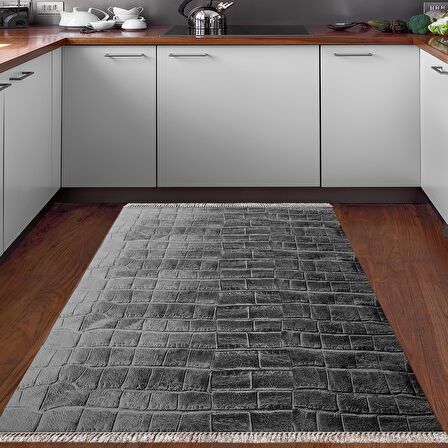 Dekoreko Kaymaz Taban Djt Mutfak Halısı Yıldız Deri Saçaklı Modern 1911