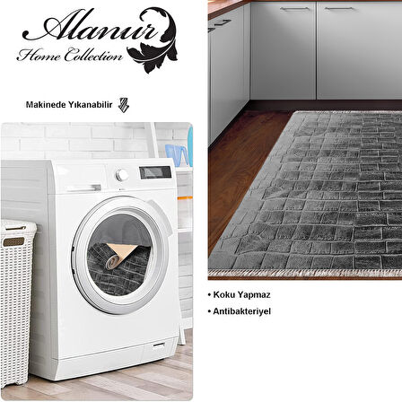 Dekoreko Kaymaz Taban Djt Mutfak Halısı Yıldız Deri Saçaklı Modern 1911