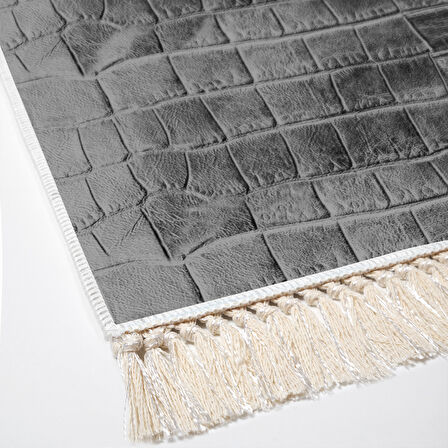 Dekoreko Kaymaz Taban Djt Mutfak Halısı Yıldız Deri Saçaklı Modern 1911