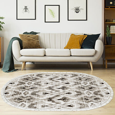 Dekoreko Kaymaz Taban Djt Salon Halısı Star Pamuk Saçaklı Oval İskandinav F5136