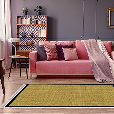 Alanur Home Kaymaz Taban Djt Banyo Mutfak Salon Halı Yıldız Deri Saçaklı Dokuma Desen E5007