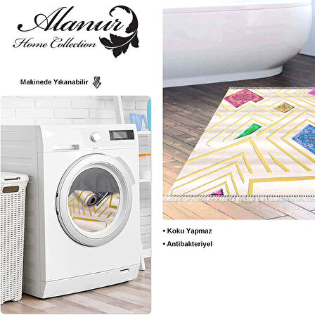 Dekoreko Kaymaz Taban Djt Banyo Halısı Star Pamuk Saçaklı Modern P1337