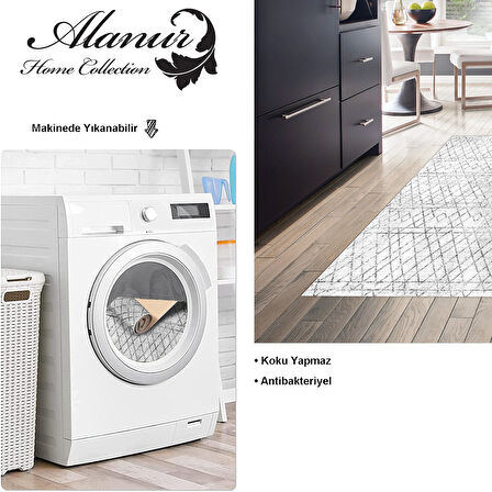 Dekoreko Kaymaz Taban Djt Mutfak Halısı Yıldız Deri İskandinav F5079