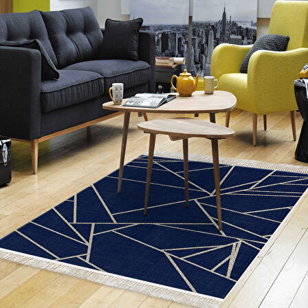 Dekoreko Kaymaz Taban Djt Salon Halısı Yıldız Deri Saçaklı Modern 717