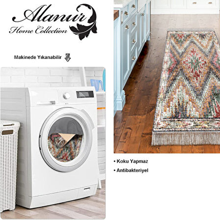 Dekoreko Kaymaz Taban Djt Mutfak Halısı Yıldız Deri Saçaklı İskandinav F5003