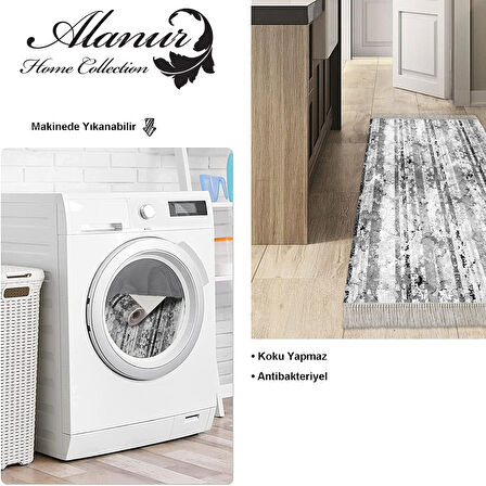 Dekoreko Kaymaz Taban Djt Mutfak Halısı Trend Saçaklı Modern Mu147