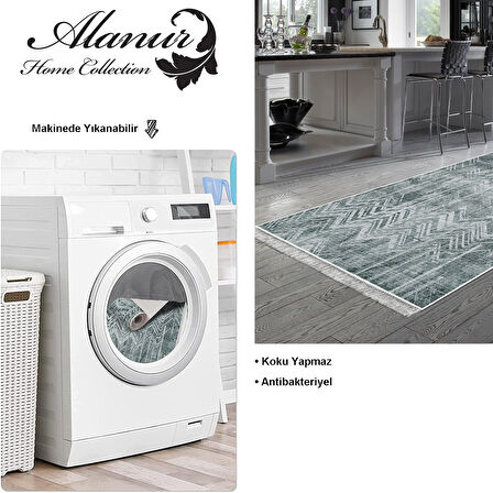 Dekoreko Kaymaz Taban Djt Mutfak Halısı Trend Saçaklı İskandinav F5083