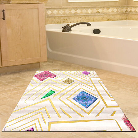 Dekoreko Kaymaz Taban Djt Banyo Halısı Star Pamuk Modern P1337