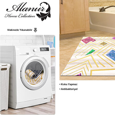 Dekoreko Kaymaz Taban Djt Banyo Halısı Star Pamuk Modern P1337