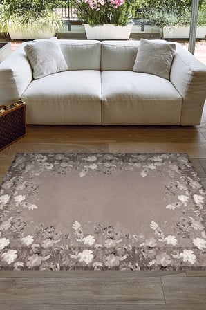 Dijital Baskılı Dikdörtgen Salon Halısı | Kaymaz Yıkanabilir | Keçe Taban | Çiçekli | P1388