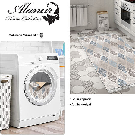 Dekoreko Kaymaz Taban Djt Mutfak Halısı Yıldız Deri Saçaklı Modern 674M