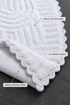 Alanur Bodrum Tufting Cotton Pamuklu El Işi Örgülü 2 li Paspas 113