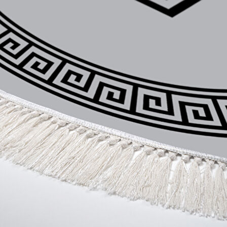 Dekoreko Kaymaz Taban Djt Mutfak Halısı Star Pamuk Saçaklı Yuvarlak Modern 656M