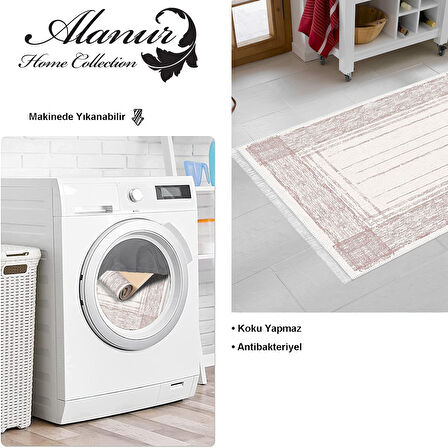 Dekoreko Kaymaz Taban Djt Mutfak Halısı Yıldız Deri Saçaklı Modern M5076