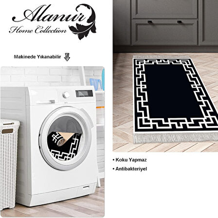 Dekoreko Kaymaz Taban Djt Mutfak Halısı Yıldız Deri Saçaklı Modern F5035