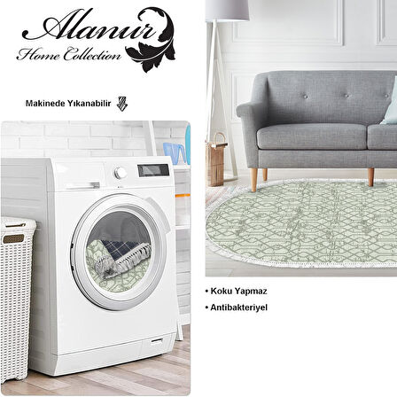 Dekoreko Kaymaz Taban Djt Salon Halısı Star Pamuk Saçaklı Oval Modern 757