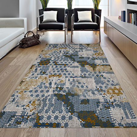 Dekoreko Kaymaz Taban Djt Salon Halısı Star Pamuk Modern M5015