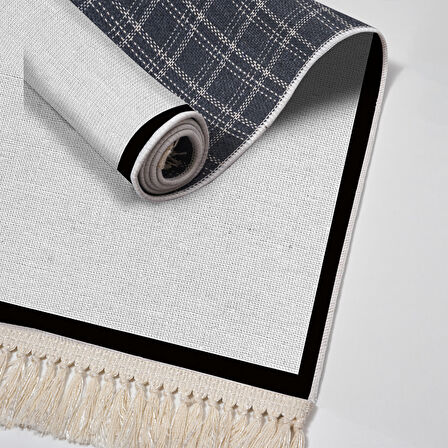 Alanur Home Kaymaz Taban Djt Banyo Mutfak Salon Halı Star Pamuk Saçaklı Dokuma Desen E5001