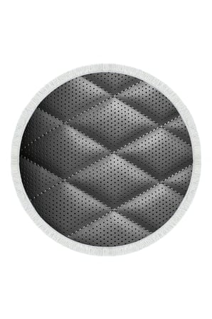 Kaymaz Dijital Mutfak & Salon Halı Trend Saçaklı Yuvarlak Geometrik E5013