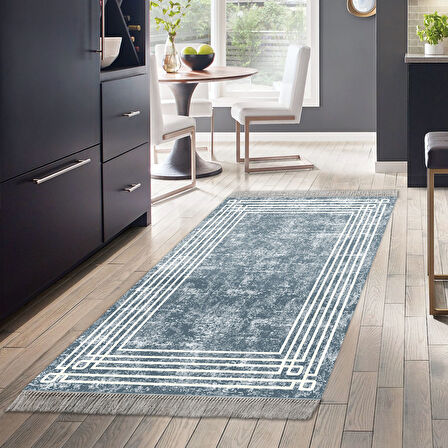 Dekoreko Kaymaz Taban Djt Mutfak Halısı Trend Saçaklı Modern M5142