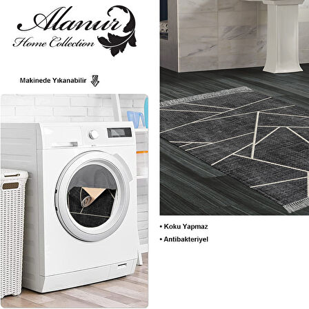 Dekoreko Kaymaz Taban Djt Banyo Halısı Yıldız Deri Saçaklı Modern 717