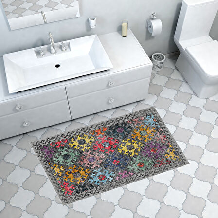 Dekoreko Kaymaz Taban Djt Banyo Halısı Yıldız Deri İskandinav F5008