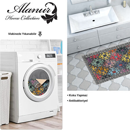 Dekoreko Kaymaz Taban Djt Banyo Halısı Yıldız Deri İskandinav F5008