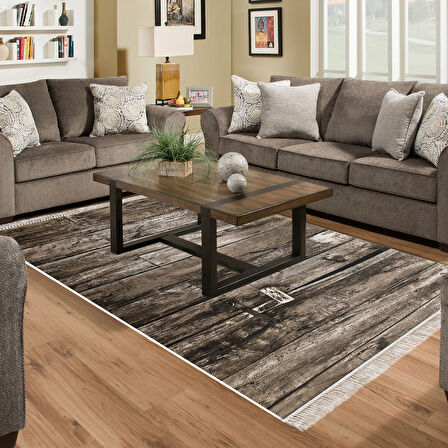 Dekoreko Kaymaz Taban Djt Salon Halısı Trend Saçaklı Modern Mu136