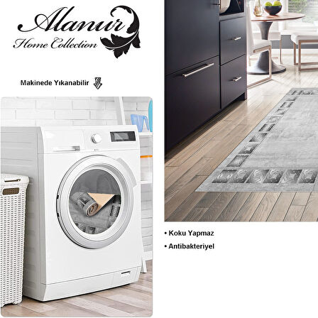 Dekoreko Kaymaz Taban Djt Mutfak Halısı Yıldız Deri Modern 691M