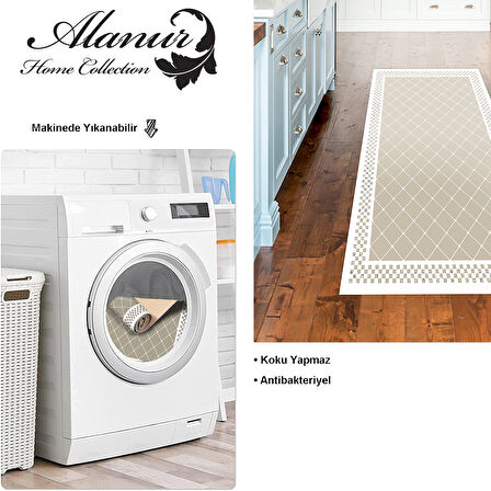 Dekoreko Kaymaz Taban Djt Mutfak Halısı Yıldız Deri Modern 603M