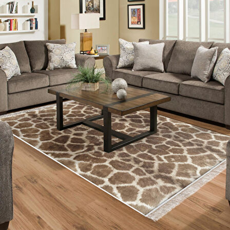 Dekoreko Kaymaz Taban Djt Salon Halısı Yıldız Deri Saçaklı Modern 1910