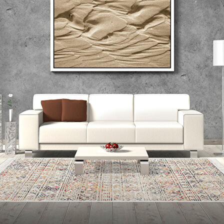 Dekoreko Kaymaz Taban Djt Salon Halısı Yıldız Deri Saçaklı İskandinav F5139